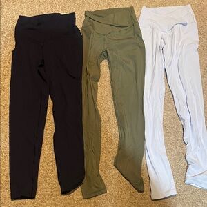 Aerie Kids Leggings Trio - Navy, Green, Light Blue